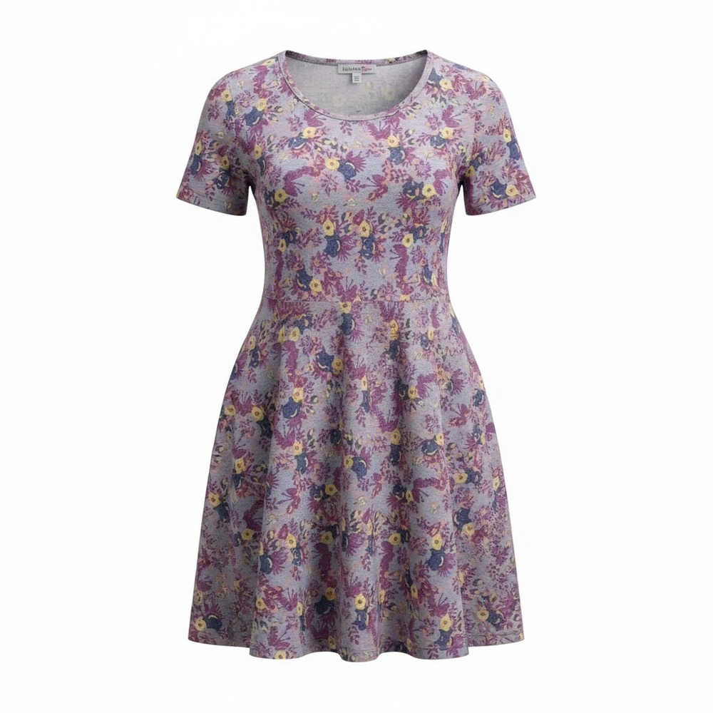 LuLaRoe Perfect T Tunic Top Womens XS‎ Purple Floral High Low Short Sleeve New